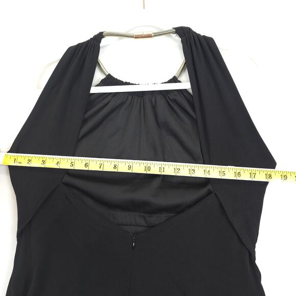 Calvin Klein Halter Dress Women 8 / 10 Black Gold Neck Accent Open Back Festive - Picture 8 of 15